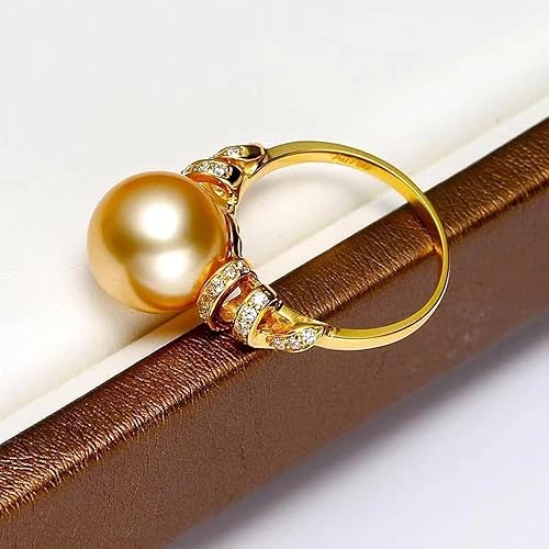 Vista 3 de Natural Nanyang anillo de perlas de oro para mujer, 12-13MM AAAA agua dulce 925 plata esterlina anillo de perlas cultivadas anillo de compromiso