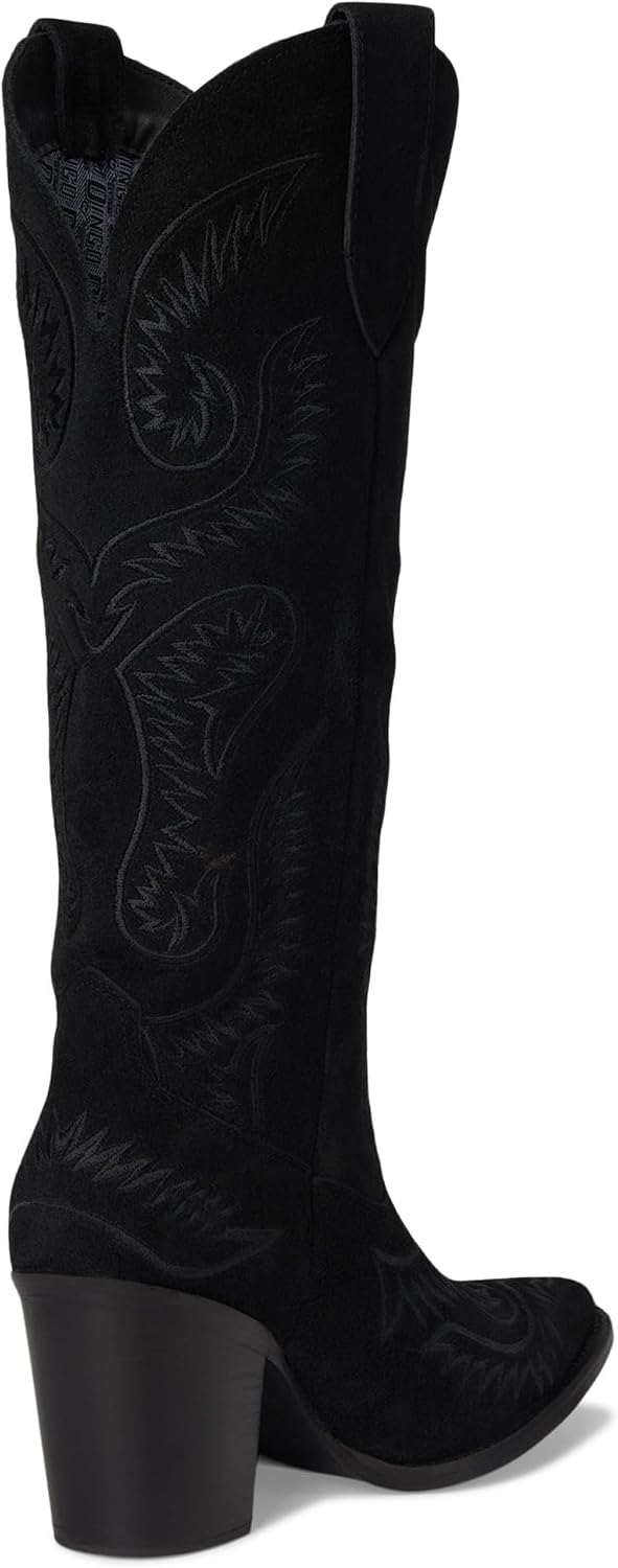 Dingo Womens Evita Embroidered Snip Toe Dress Boots Over the Knee Mid Heel 2-3"