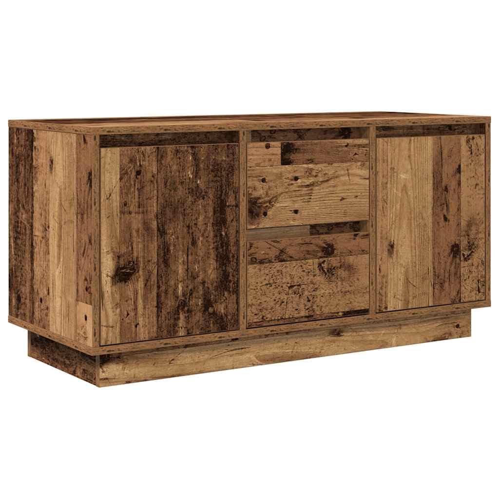 Szafka RTV LED z oświetleniem Stare drewno 100x41x50 cm TV mebel z szufladami i drzwiami do salonu, regulowane RGB podświetlenie, duża przestrzeń do przechowywania, drewnopochodny materiał