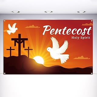 Vohado Pentecost Photo Booth Backdrop Come Holy Spirit Christian Holiday Party Decoration Bulletin Board Wall Banner Decor-5.9×3.6ft