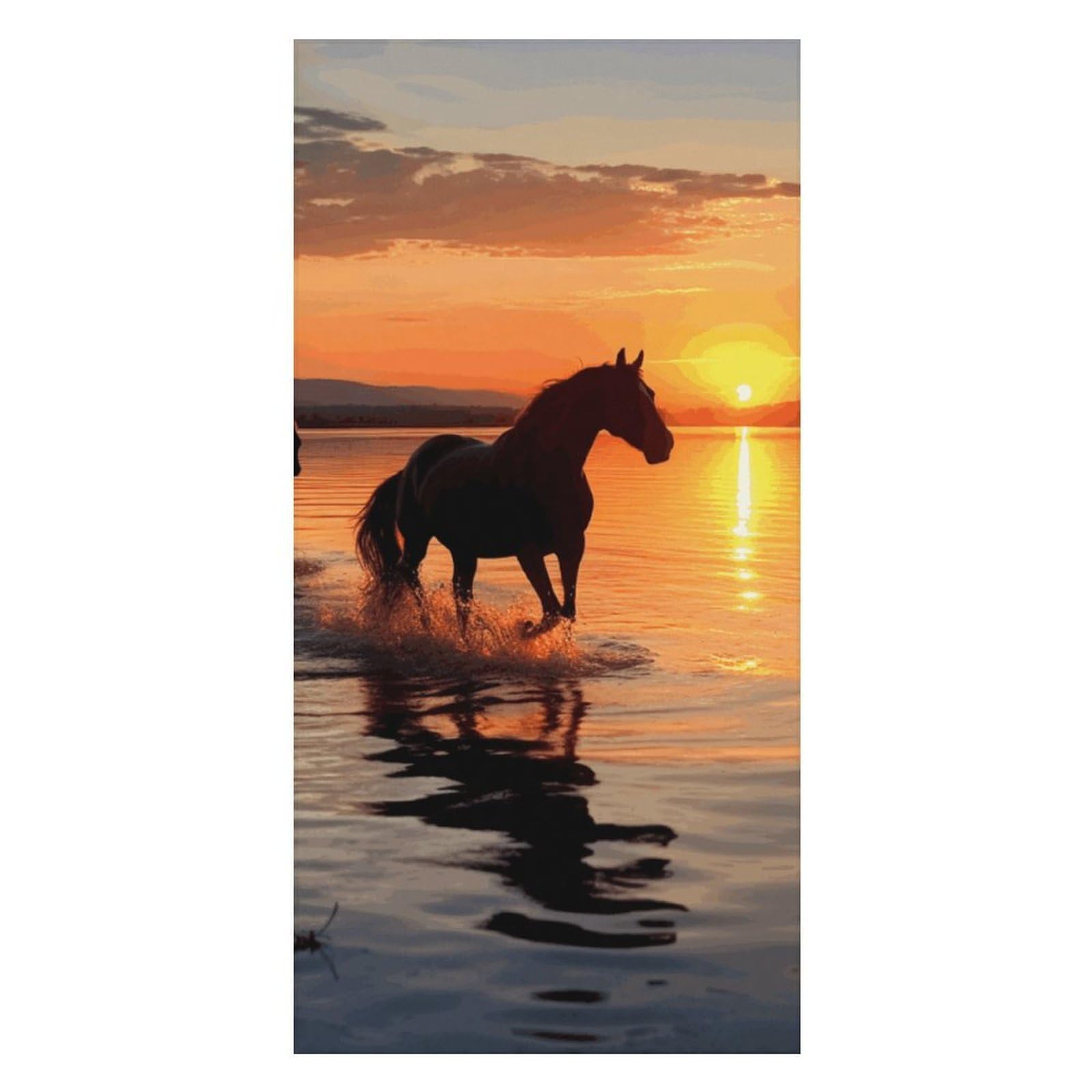 Sunsets Lake Horses Beach Towel Extremely Soft Oversized Towels Lightweight Sports Absorbent Bath Towel Suitable 160"x80" for Swimming Camping Beach
