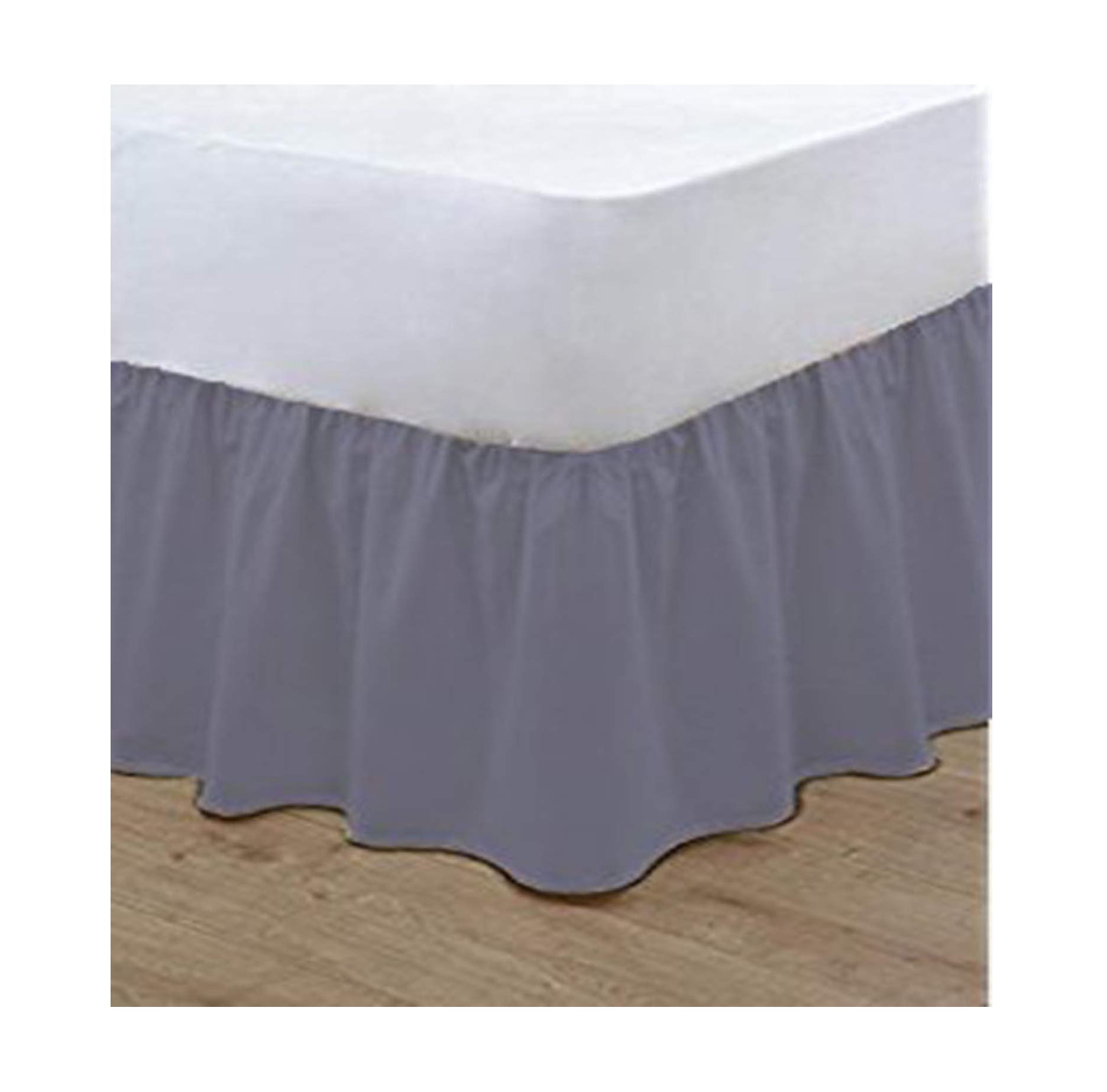 T&A Traders Grey T&A Traders® Polycotton Plain Dyed Under Mattress Platform Base Valance Sheet King Size Frill Length 16" (40Cm)