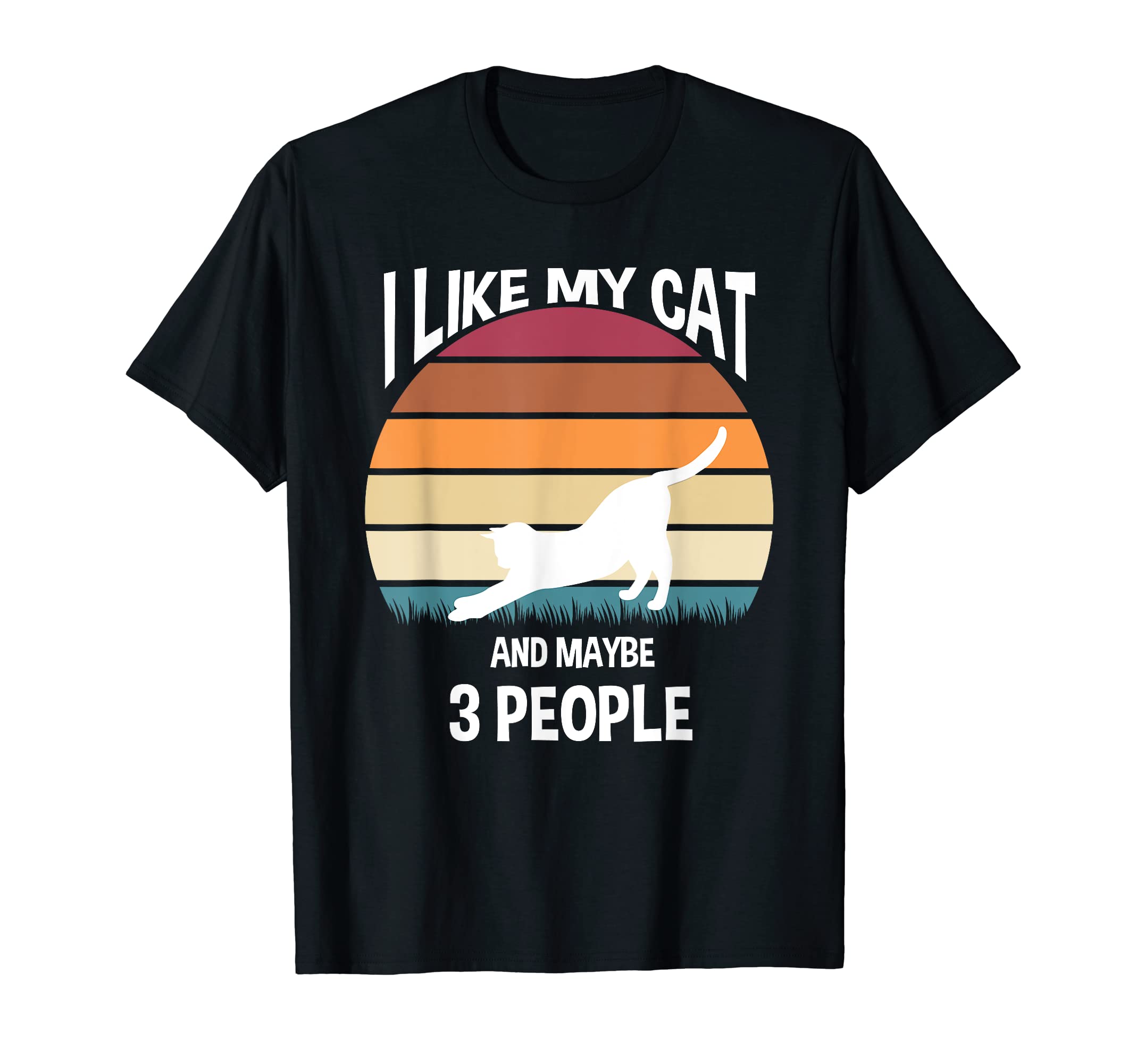 Funny Animal Lover & Retro Animal Graphic DesignsI Like My Cat And Maybe 3 People - Funny Cat Lover Cat Mom T-Shirt