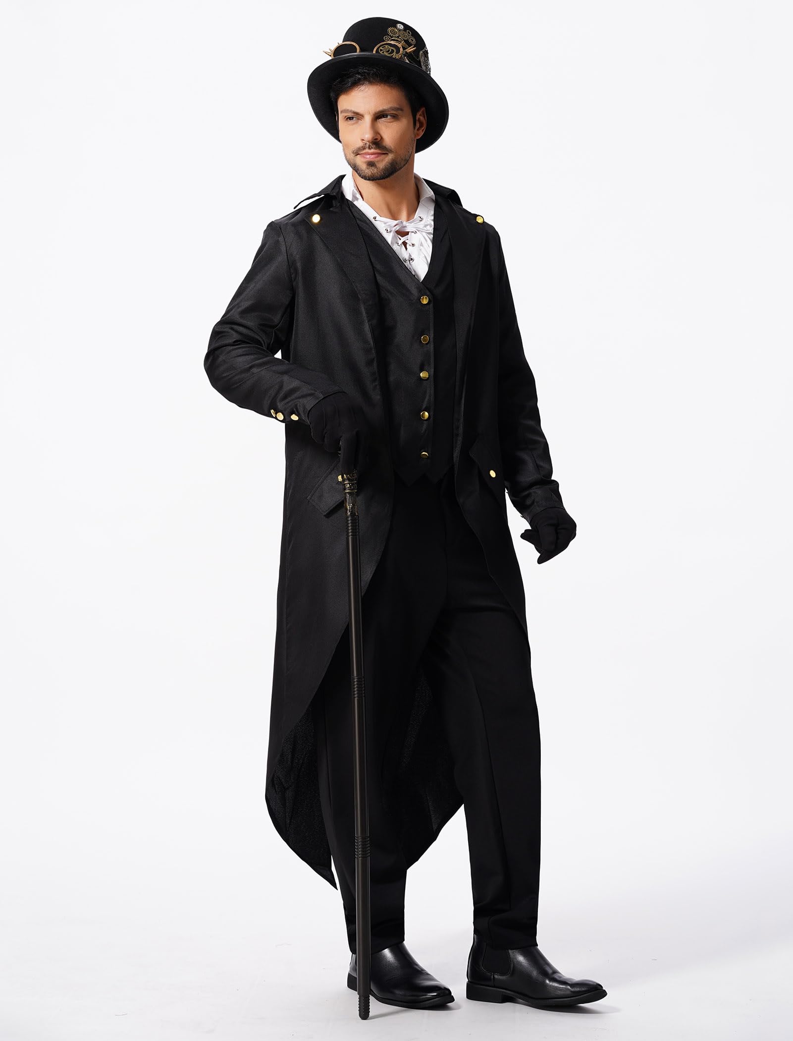 FYMNSI Manteau gothique Steampunk pour homme - Veste vintage victorienne - Uniforme - Long smoking - Pour carnaval, Halloween, fête, cosplay