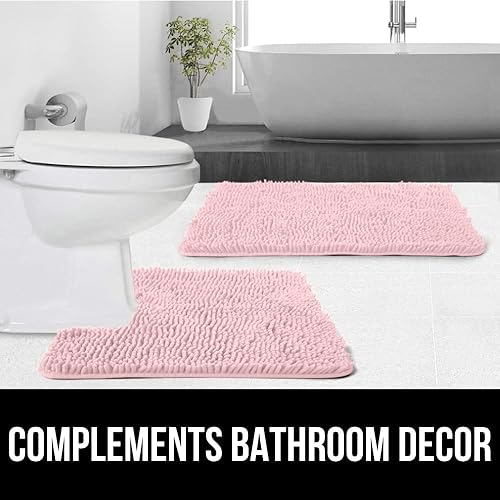 Miniatura 6 de Gorilla Grip - Juego de tapetes peludos de chenilla contorneados de lujo para el área de baño, extra suaves, duraderos y absorbentes, se pueden