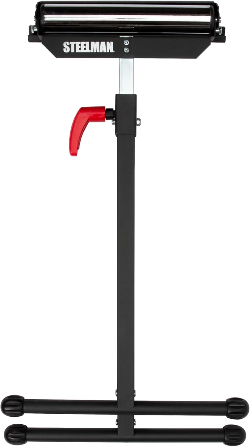 Steelman Single Roller Stand Workstation Support, Durable Steel Construction, Adjustable Height, Foldable for Portability, 132 lb. Capacity