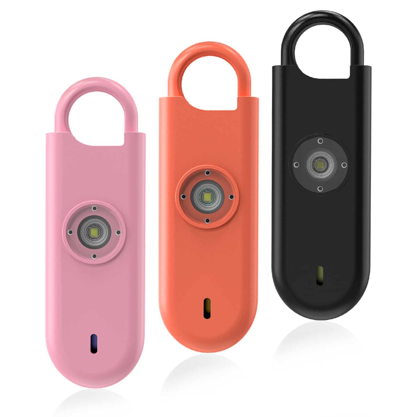 Fauxomor Personal Safety Alarm for Women, 3 Pack 140DB Rape Panic Attack Alarm Keychain Police Approved with Low Battery Notice with Strobe Light, Gift for Kids Elderly College Girls,Pink+Orange+Black — image 1