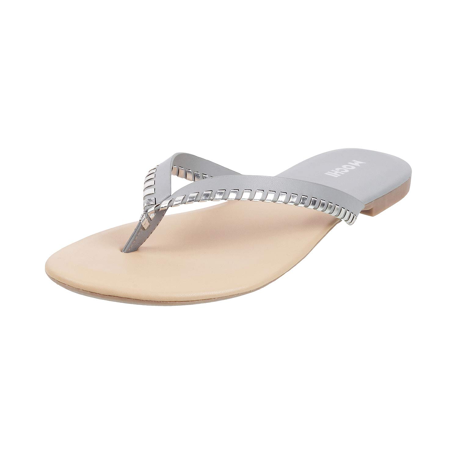Mochi Womens Grey Faux Leather Fashion Flip-Flop Style Thin-strap Sandals UK/3 EU/36 (32-1245) (B08XJNJ8WM) Amazon Price History, Amazon Price Tracker