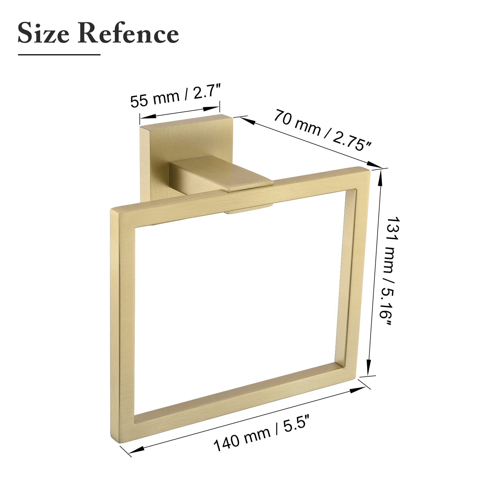Brushed Gold Towel Ring - Modern Wall Mount -6