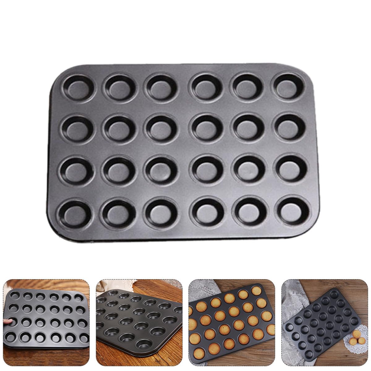 TOYANDONA Moldes Reutilizables para Muffins y Cupcakes 24 Cavidades Acero al Carbono Antiadherente Seguro para Hornear Casero 2 Piezas Uso Doméstico Cocina