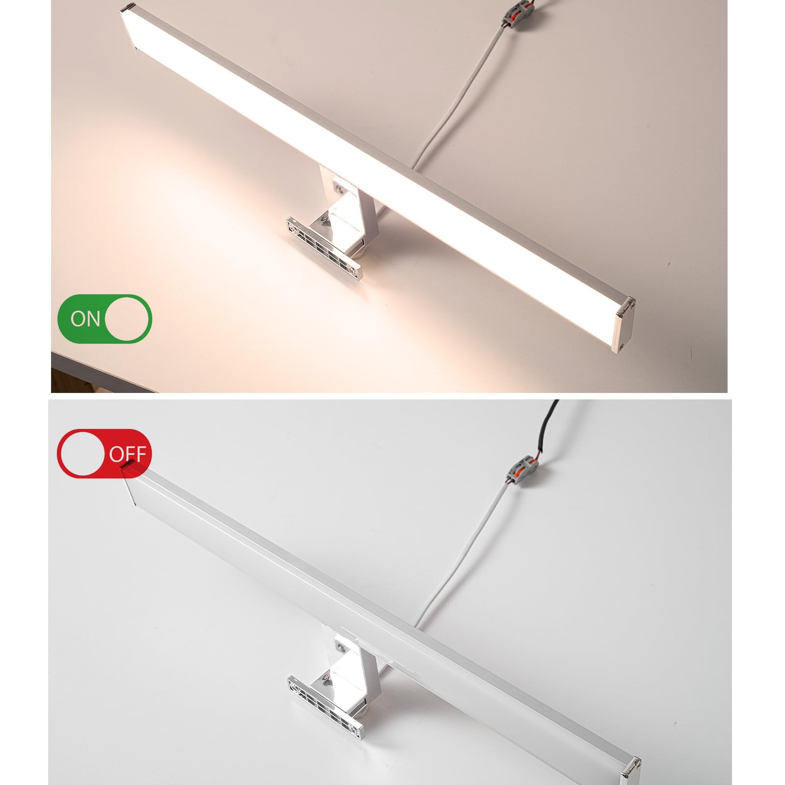 Alpinaluz Lampa ścienna LED do lustra łazienkowego, neutralne białe światło, 4000 K, IP44, aluminiowa obudowa i chromowany uchwyt z poliwęglanu, montaż na ścianie lub szafce (50 cm, 12 W)