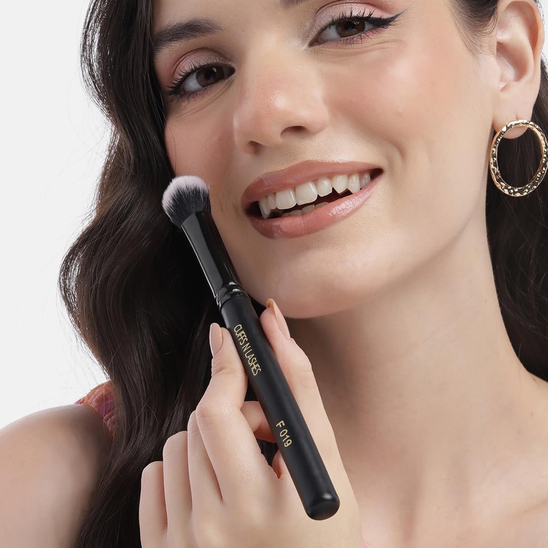Cuffs N Lashes F019 Small Concealer Brush | Precision Makeup Brush for Spot Concealing &Under Eye Coverage | Soft Bristles | Handmade in India | Cruelty-Free &High Performance 1