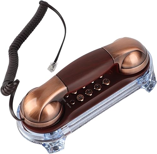 Teléfono montado en la pared, mini teléfono antiguo retro montado en la pared, teléfono con cable, teléfono fijo de moda con retroiluminación azul,