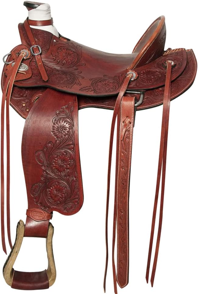HILASON Western Horse Wade Saddle Leather Ranch Roping Mahogany | Hand Tooled & for Horses