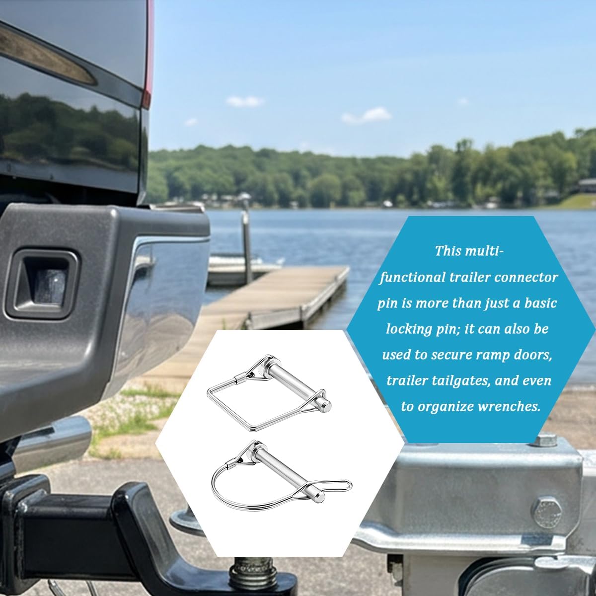8 Pack 1/4 Inch Carbon Steel Trailer Hitch Pins