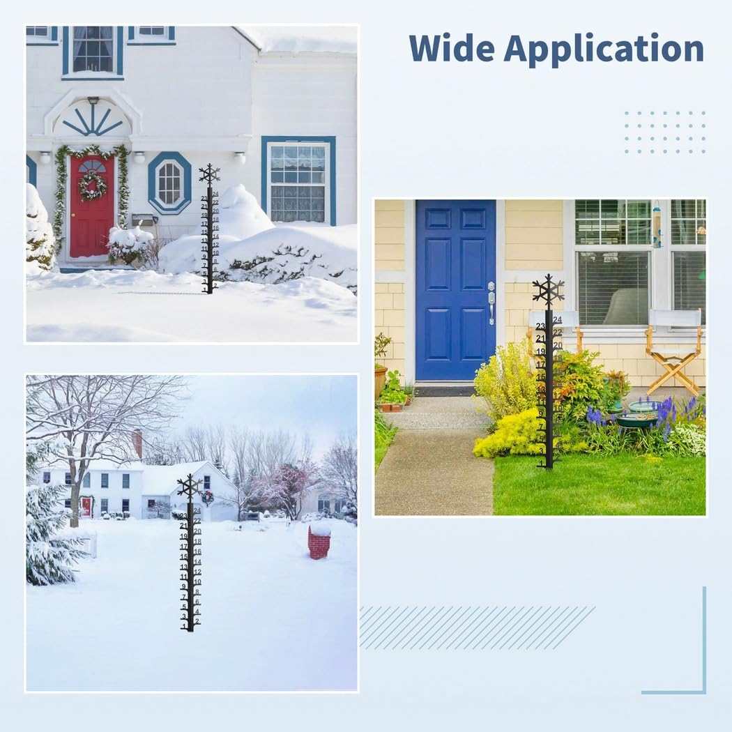 Pluviomètre à Neige, 60 cm, jauge de Mesure de Chutes de Neige, bâton de Mesure de Flocons de Neige d'hiver, règle à Neige en métal, décoration extérieure pour Jardin, Cour, terrasse
