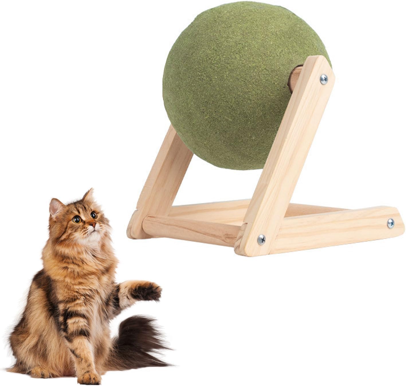 Giant Catnip Ball with Wood Stand,Huge Catnip Ball for Cats,Cat Mint Ball Toy,Giant Cat Toys for Indoor Cats,Big Catnip Ball,Interactive Catnip Toy