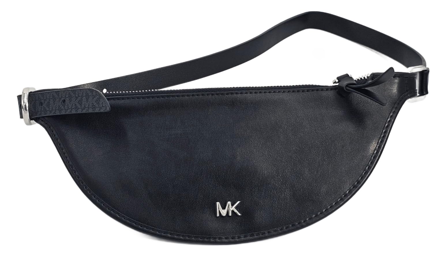 Michael Kors558817 Black With Silver Hardware MK Logo Design Reversible Women's Belt Bag Waist Pack, Black, L/XL, Waist Pack