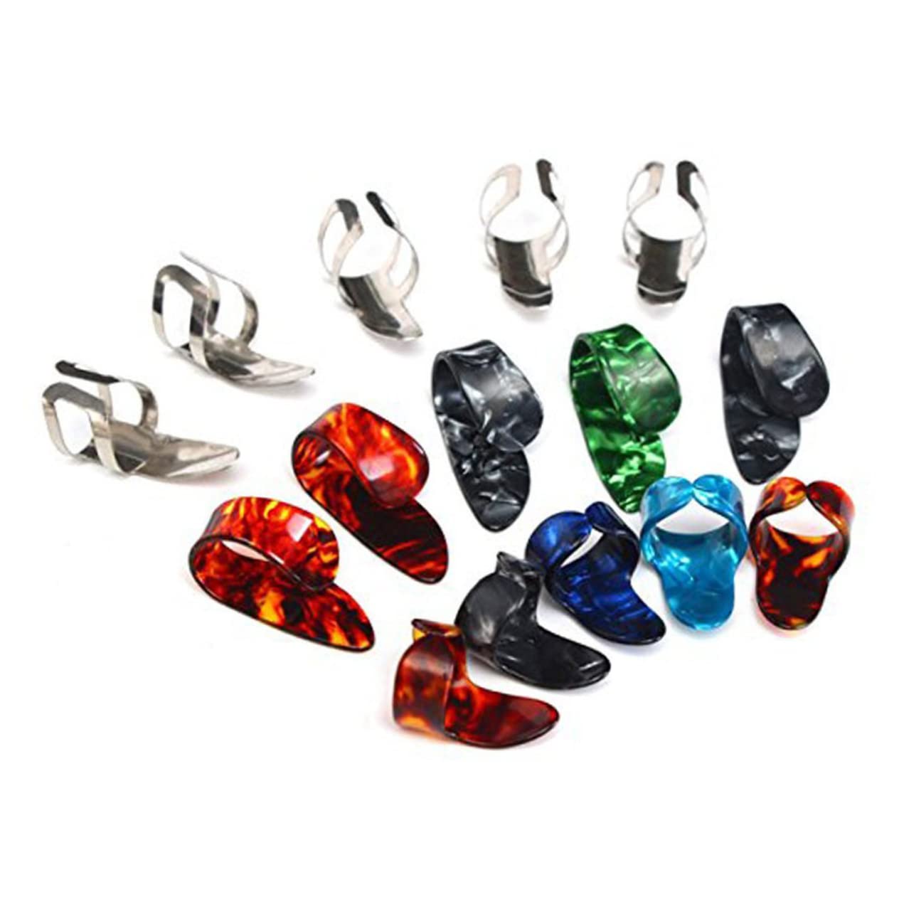 HEMOTON 3 Set Di Plettri Per Chitarra in Acciaio Inossidabile Per Pollice E Dita Custodia Compatta Per Chitarra E Basso 15 Pezzi*3