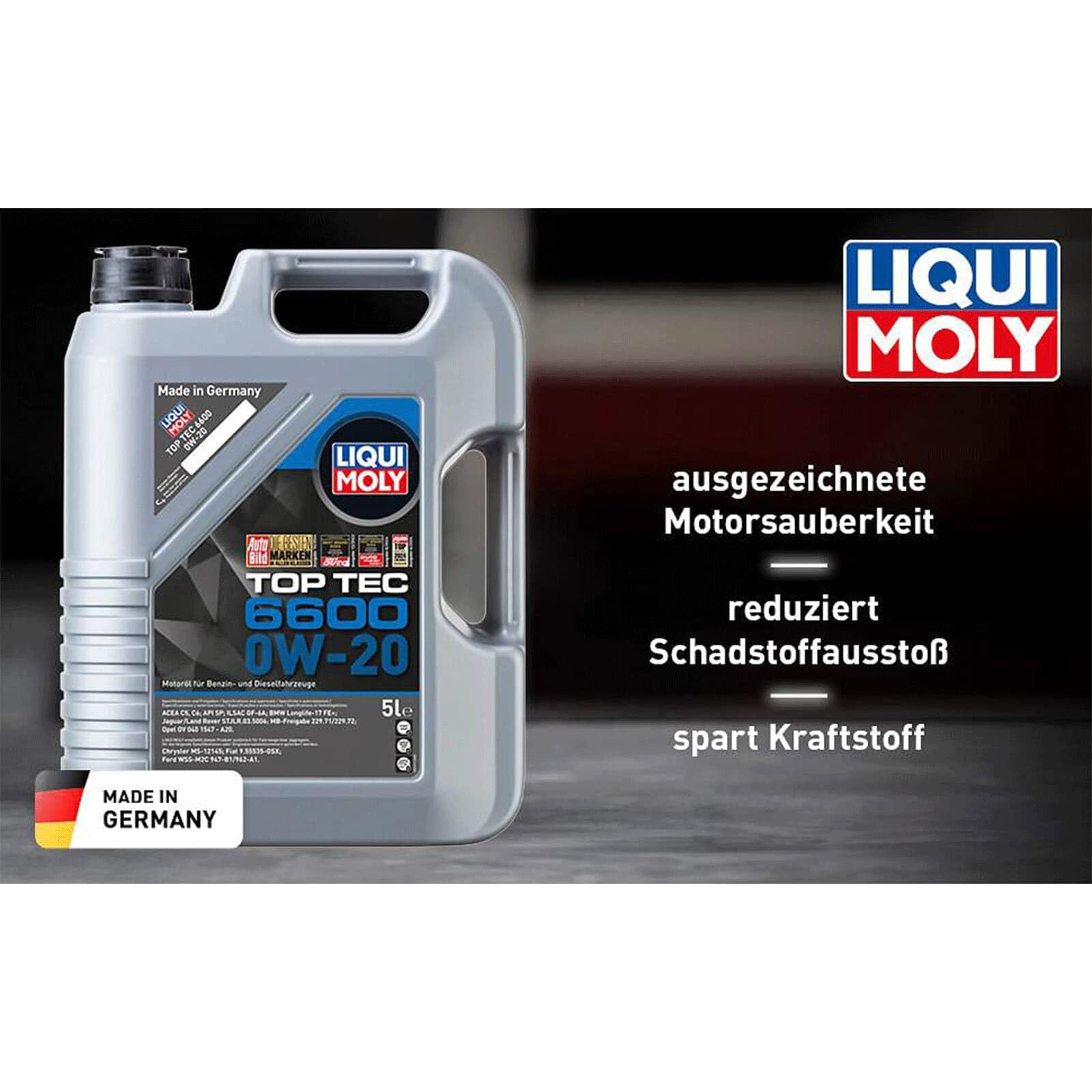 LIQUI MOLY Top Tec 6600 0W-20 | 5 L | Synthesetechnologie Motoröl | Art.-Nr.: 21441