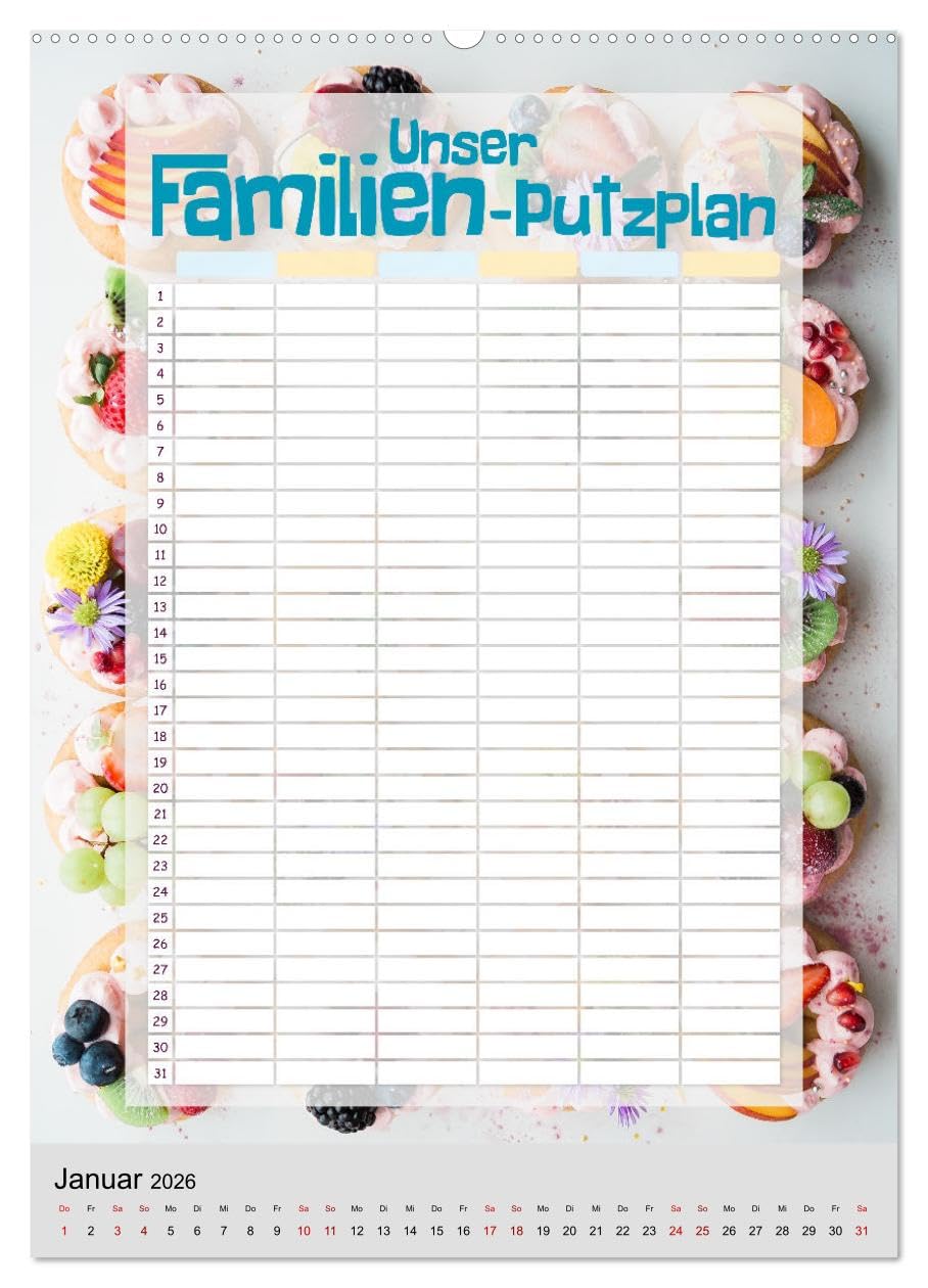 Unser Familien-Putzplan & Kalender 2026 (hochwertiger Premium Wandkalender 2026 DIN A2 hoch), Kunstdruck in Hochglanz: Kalender und Putzplan in einem ... Perfekt für Familien (CALVENDO Lifestyle)
