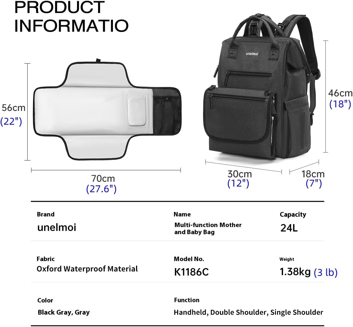 Diaper Bag Backpack for Extended Trips, Detachable Changing Pad, Large Opening Multifunctional (Black) - Image 4