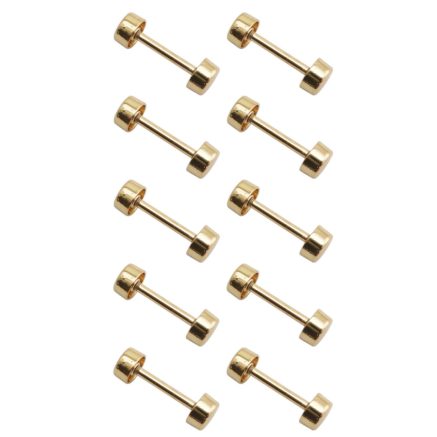 Youliang 10Pcs Zinc Alloy Flat Studs Rivets Screw Back Spike Metal Leathercraft Studs Rivet Buckle for Decorating Bags Belts Leather Bracelets Various Artworks DIY Leather Crafts, Golden-image-4
