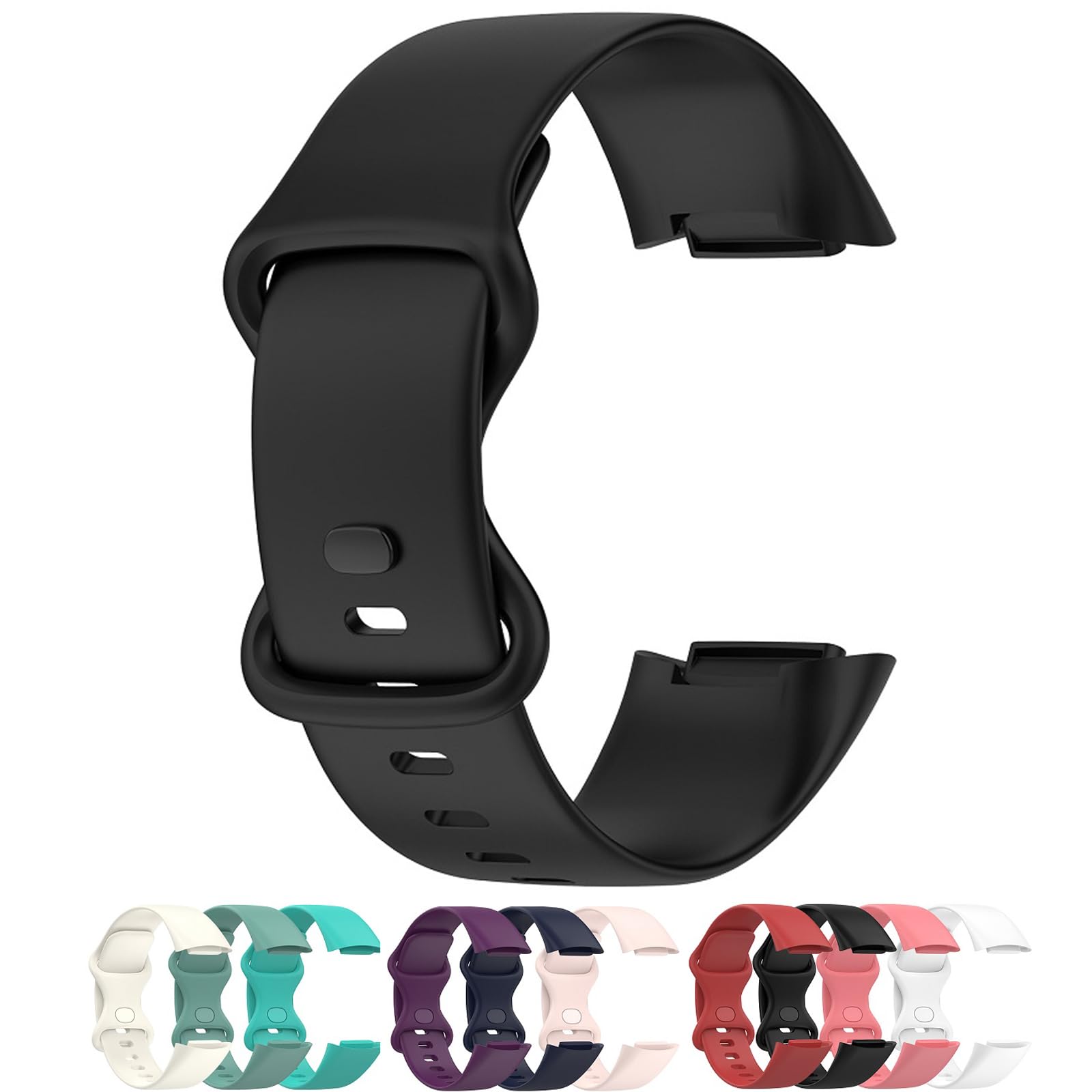 LOKEKE Compatible with Fitbit Charge 6 Replacement Band - Replacement Silicone Wrist Watch Band Strap Compatible with Fitbit Charge 6/5(Silicone Black)