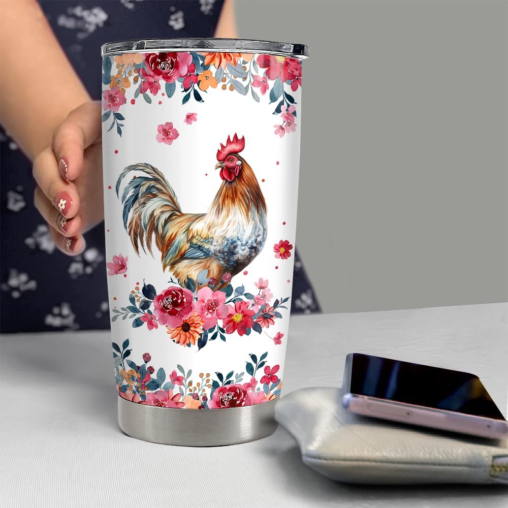 SANDJEST Chicken Tumbler - 20oz Stainless Steel Insulated Coffee Travel Mug Cup Gifts for Women, Girls & Teens for Birthday & Christmas - Image 6