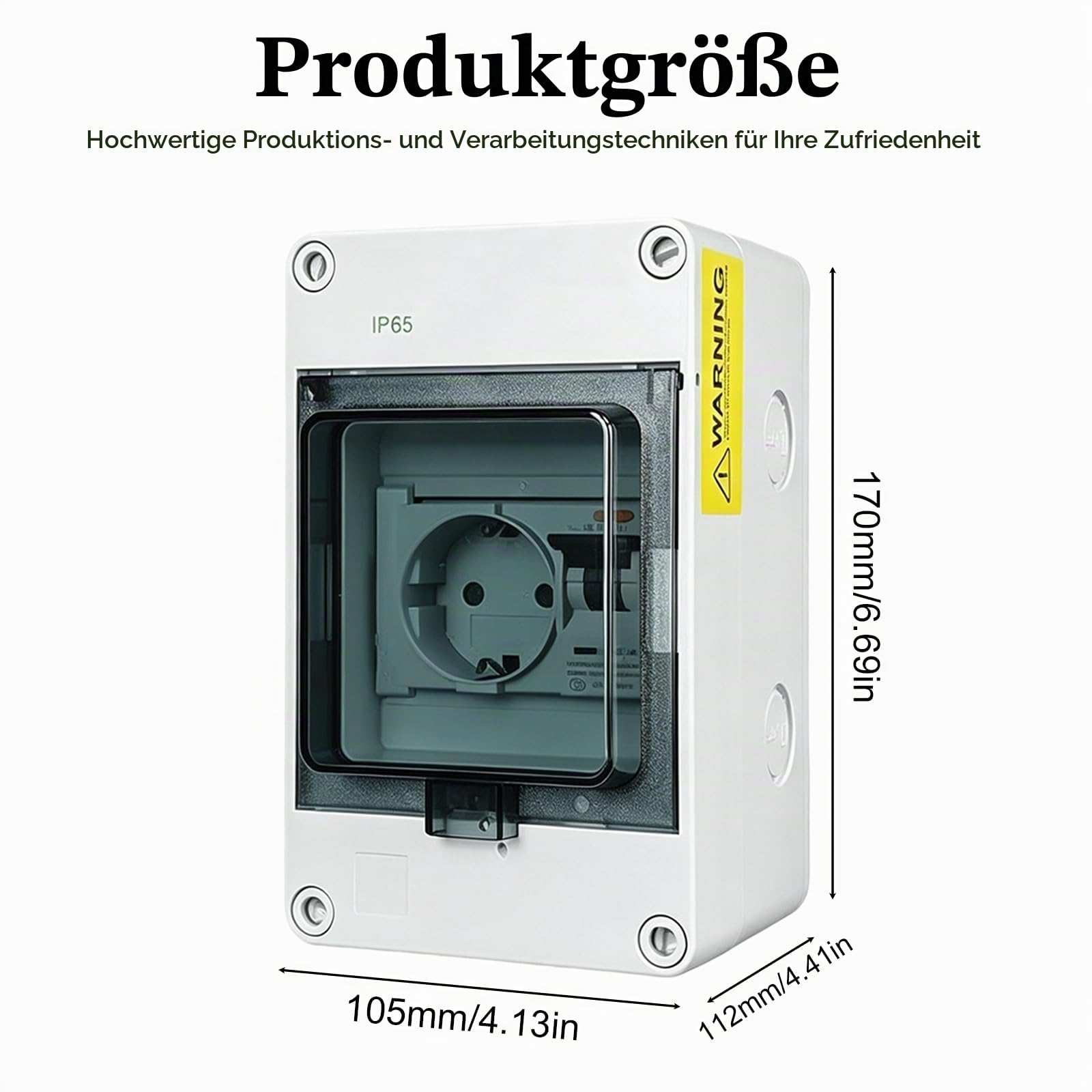 Schuko Steckdose mit FI-Schutzschalter Aufputz, Schuko Steckdose im Sicherungskasten Aufputz IP65 Wasserfest Wandverteiler Komplett für Baustelle, 16 Ampere Steckdose 230V und FI 16A "C" typ A