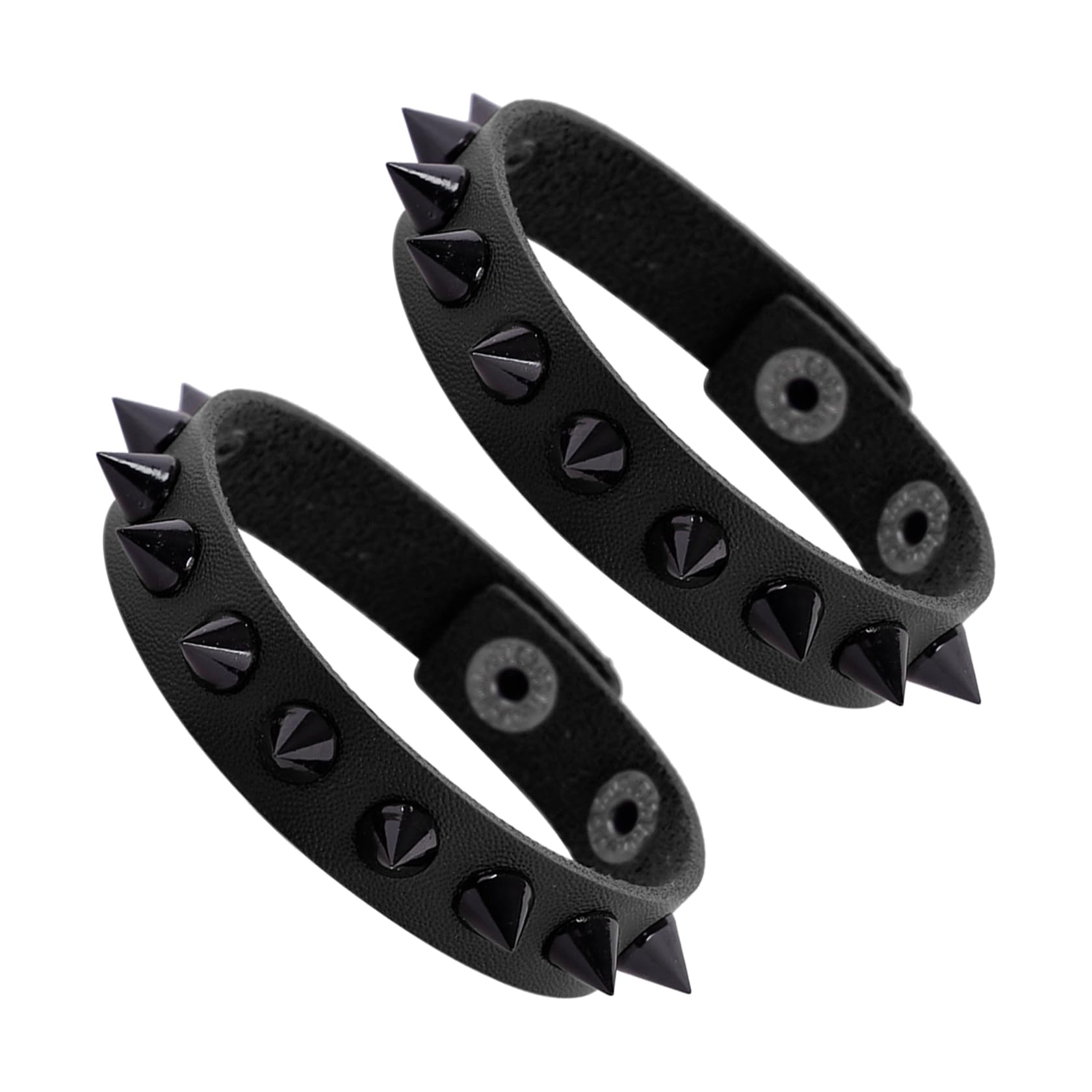 Manfnee Pulsera de piel sintética para hombre y mujer, estilo gótico, punk, rock, brazalete de cuero, con tachuelas, color negro