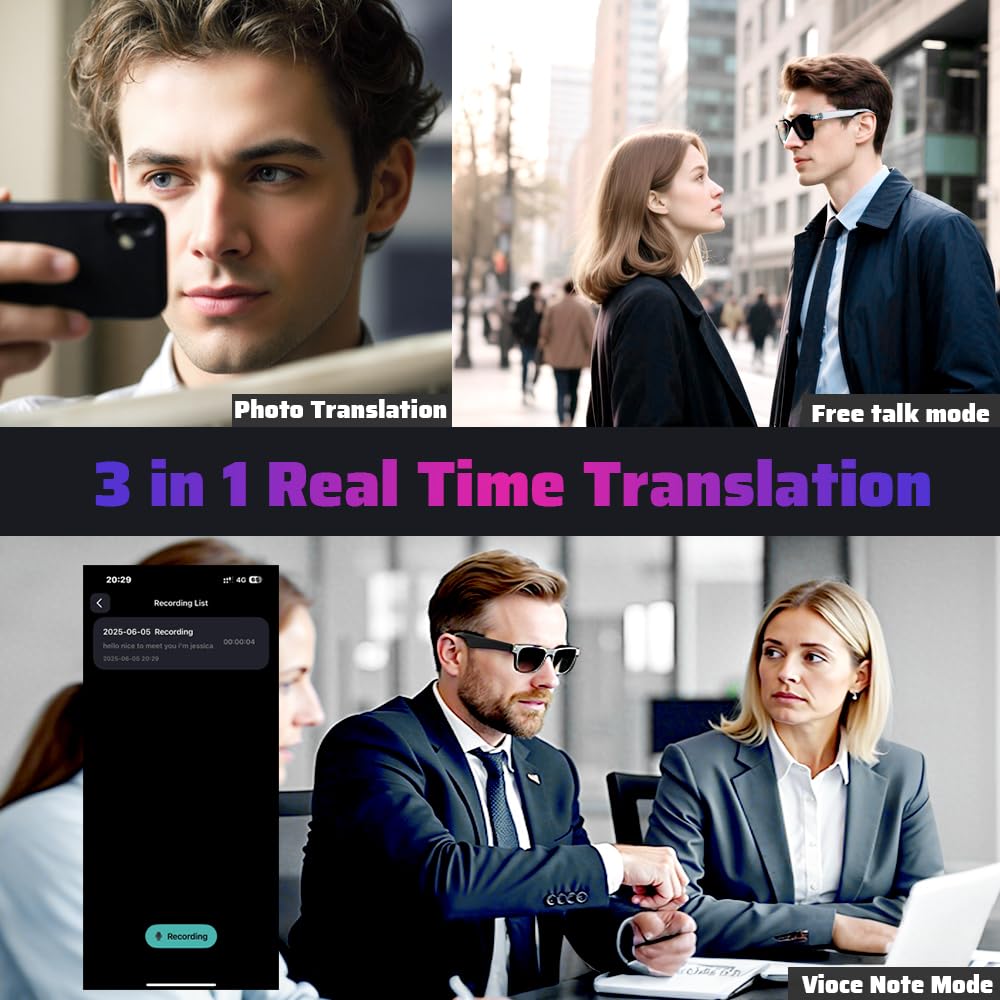 Lunettes Intelligentes avec haut-parleur Bluetooth, Lunettes de Soleil Polarisées Magnétiques avec Contrôle Tactile Protection UV, Audio HD, Télécommande Photo, Anti-Lumière Bleue