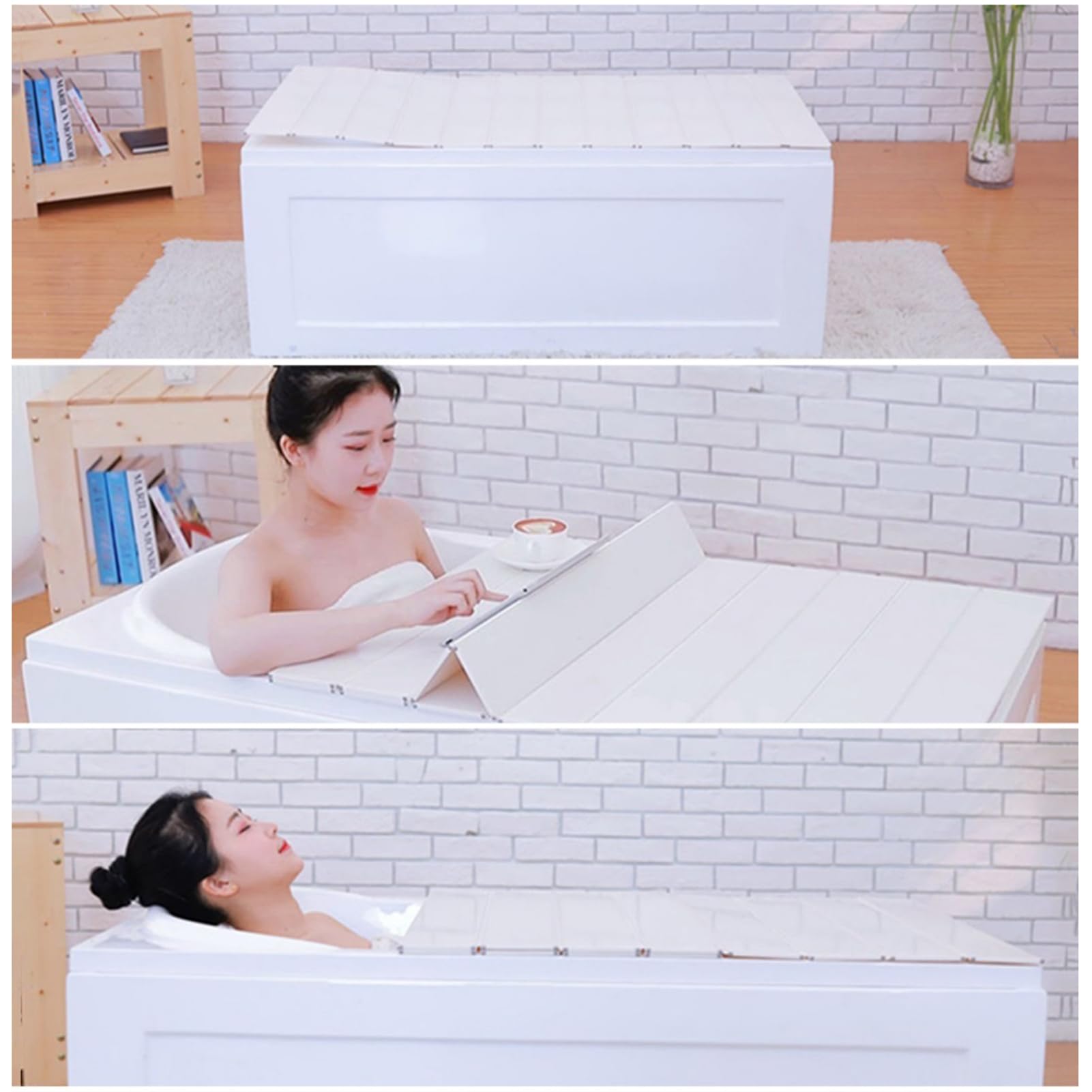 Couverture de Baignoire, Plateau Baignoire, Plateau Isolation Couvercle pour Salle de Bain, PVC Housse de Baignoire Pliable Housses Baignoire for Accueil Salle Bains Spa Vivre (160×70×0.7CM)