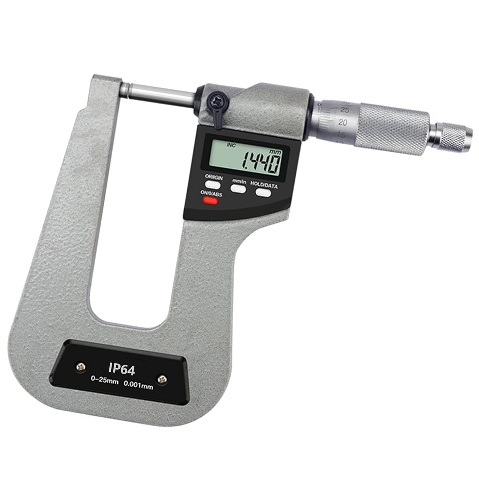 Digital Sheet Metal Micrometer 0-1" Electronic Micrometer with Ratchet Stop | Deep throat frame for thickness measurement of metal(4inch Depth)