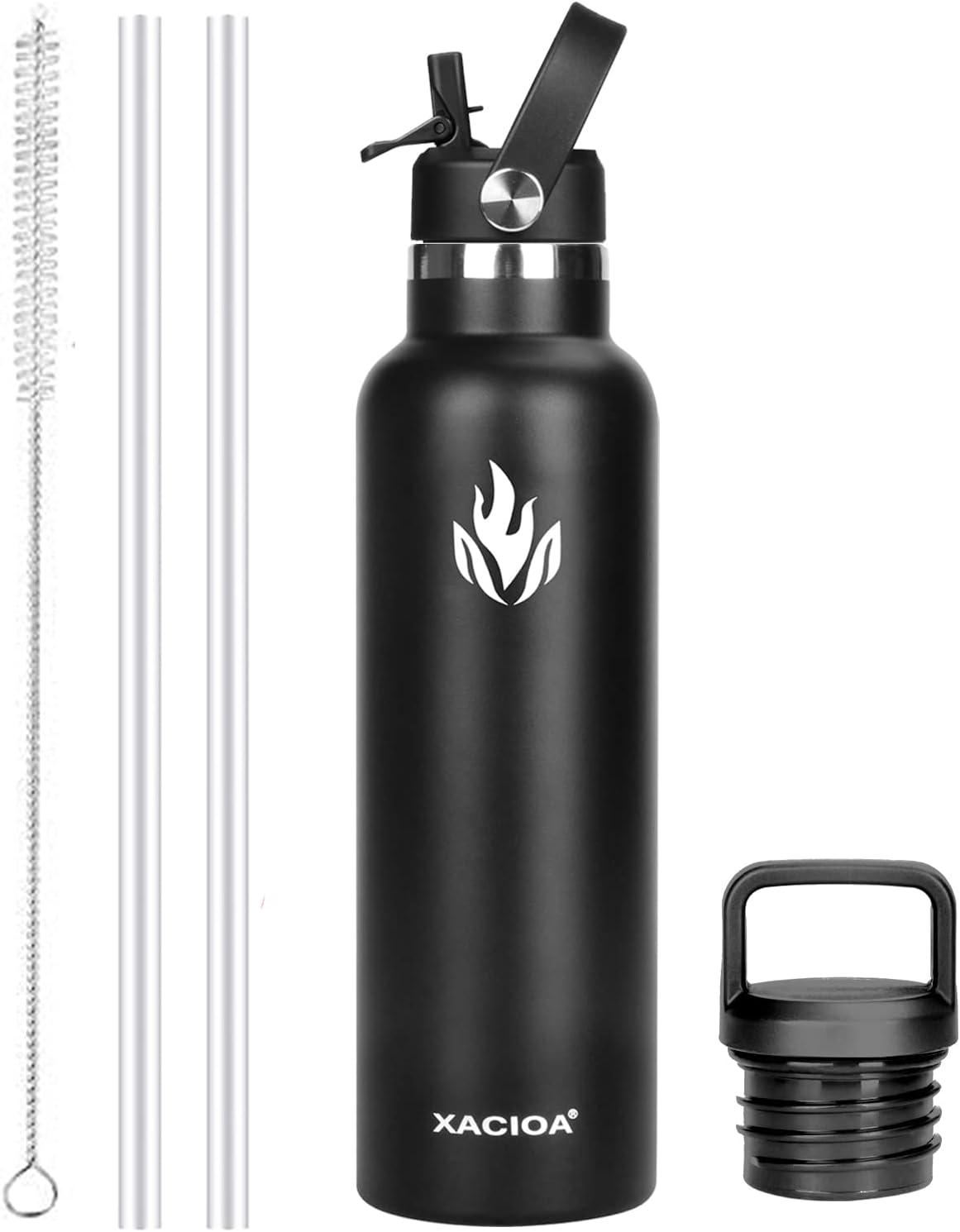 Décor Snap N Seal Bouteille D'eau étanche En Acier Inoxydable Avec Paille, Sans BPA – Bouteille En Métal Avec Poignée De Transport Pour école, Voyage, Travail Et Salle De Sport – Bouteille