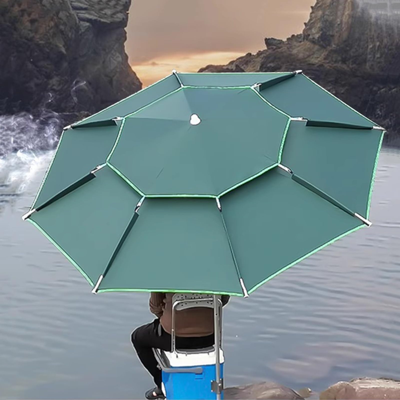 Parasol Wędkarski 6,5/7,2/7,9 Stopy Z Regulacją 360°, Wiatroszczelny Parasol Plażowy Upf50+, Parasol Ogrodowy Z Aluminiowym Drążkiem, 8 Żeber,Green-220cm/7.2ft