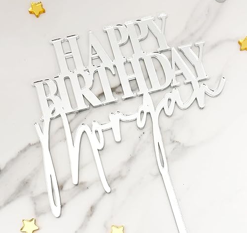 Miniatura 3 de Personalized Cake Topper Birthday  NEXT DAY SHIPPING 21COLORS Acrylic Cake Topper for 4'' 6'' 8'' 10'' Cake  Custom Acrylic Cake Topper