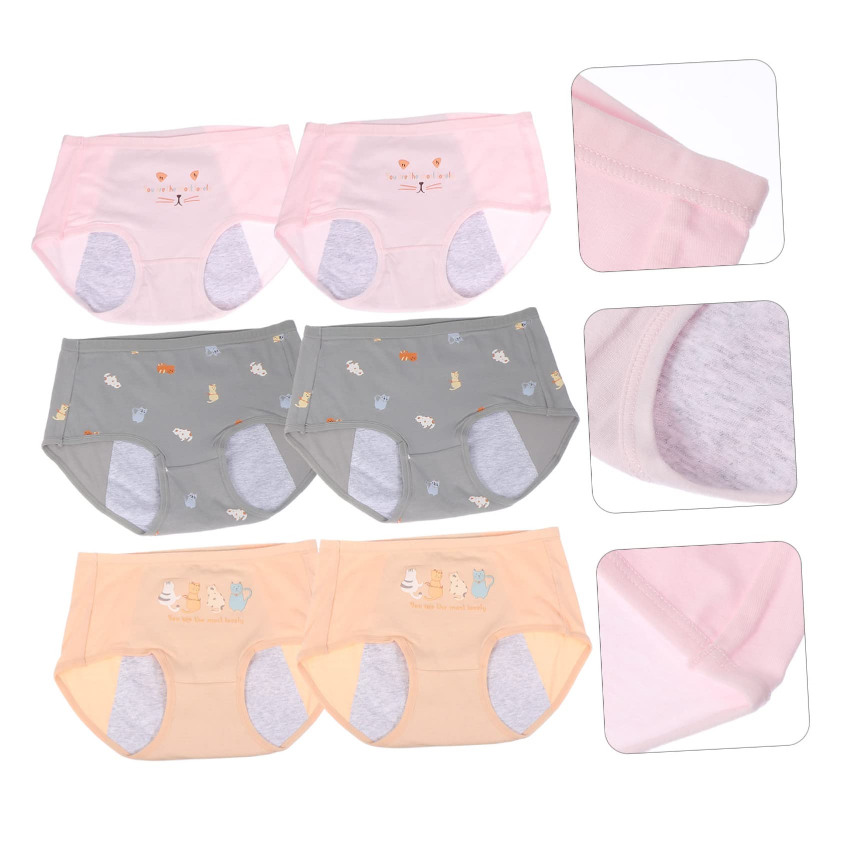 Bragas Menstruales de Algodón para Mujer, 6 Piezas M