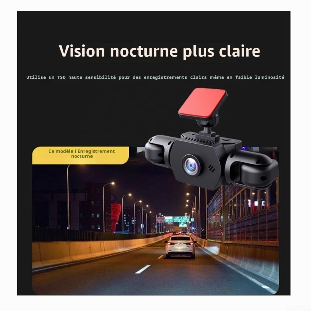 Caméra embarquée de voiture à vue complète à 360°, 4K UHD avant et arrière latérale 1080p, avec détection de mouvement, prend en charge l'enregistrement de vélo, caméra de surveillance intelligente de