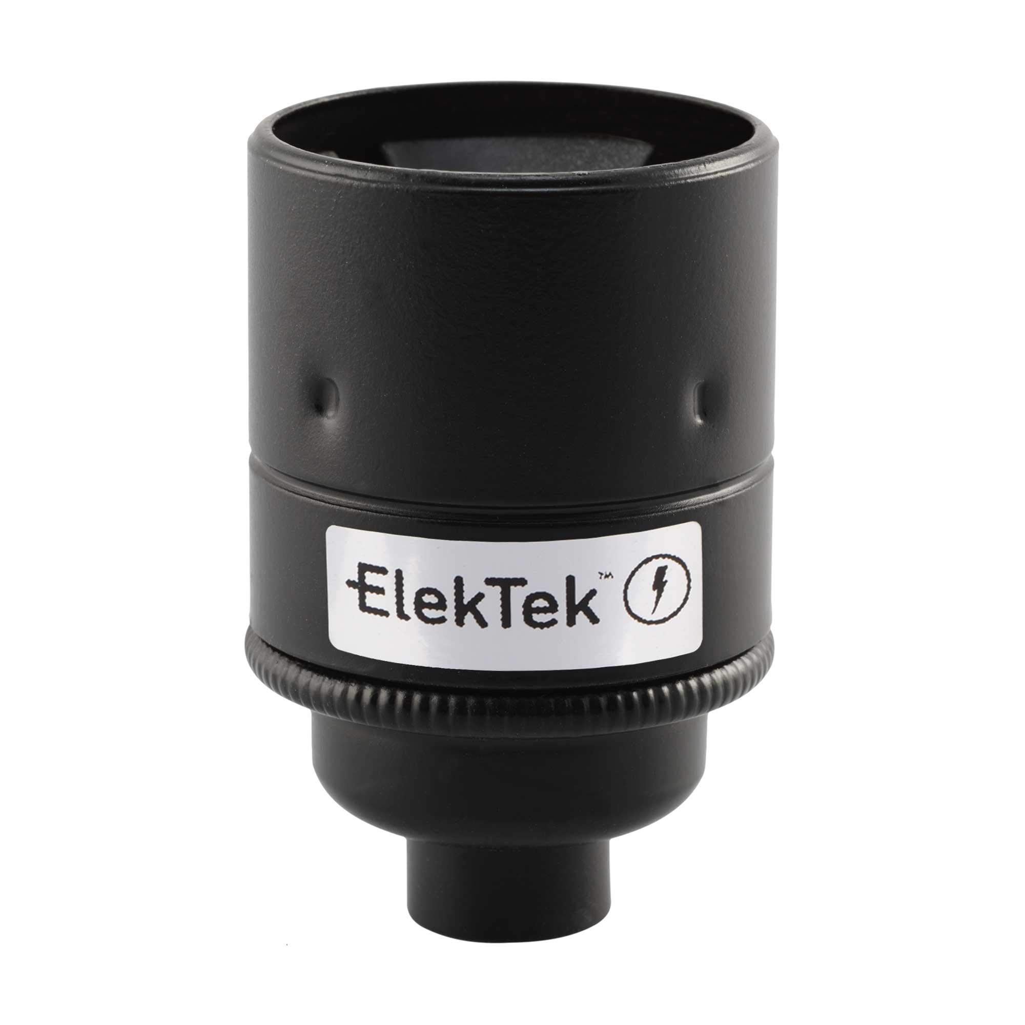 Elektek Men's Jet Black Es E27 Lamp Bulb Holder Plain Skirt 10Mm Entry Ideal For Vintage Filat Bulbs