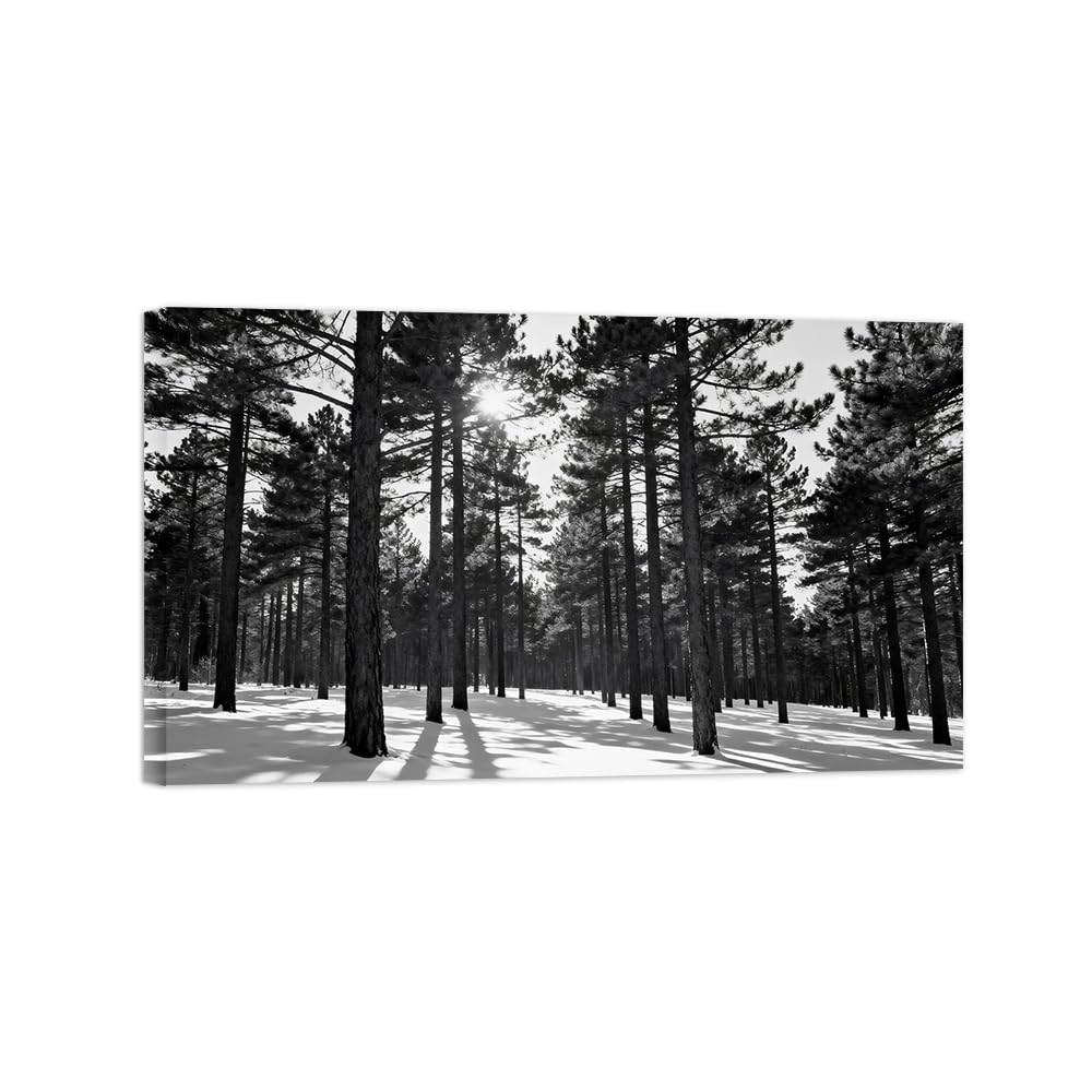 OZPWBVY Winter Tree Black White Landscape Wall Art Prints 80x135cm Framed