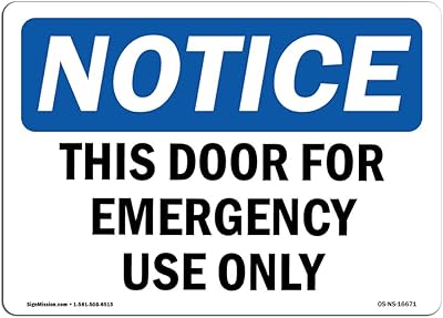 OSHA Notice Signs - Notice This Door for Emergency Use Only Sign | Extremely Durable Made in The USA Signs or Heavy Duty Vinyl Label | Protect Your Construction Site, Warehouse & Business