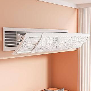 Retractable AC Air Vent Deflector for Central Air Conditioner's Register and Grille, Adjustable Angle and Length Ceiling AC Vent Deflector, Telescopic Length 60-92cm