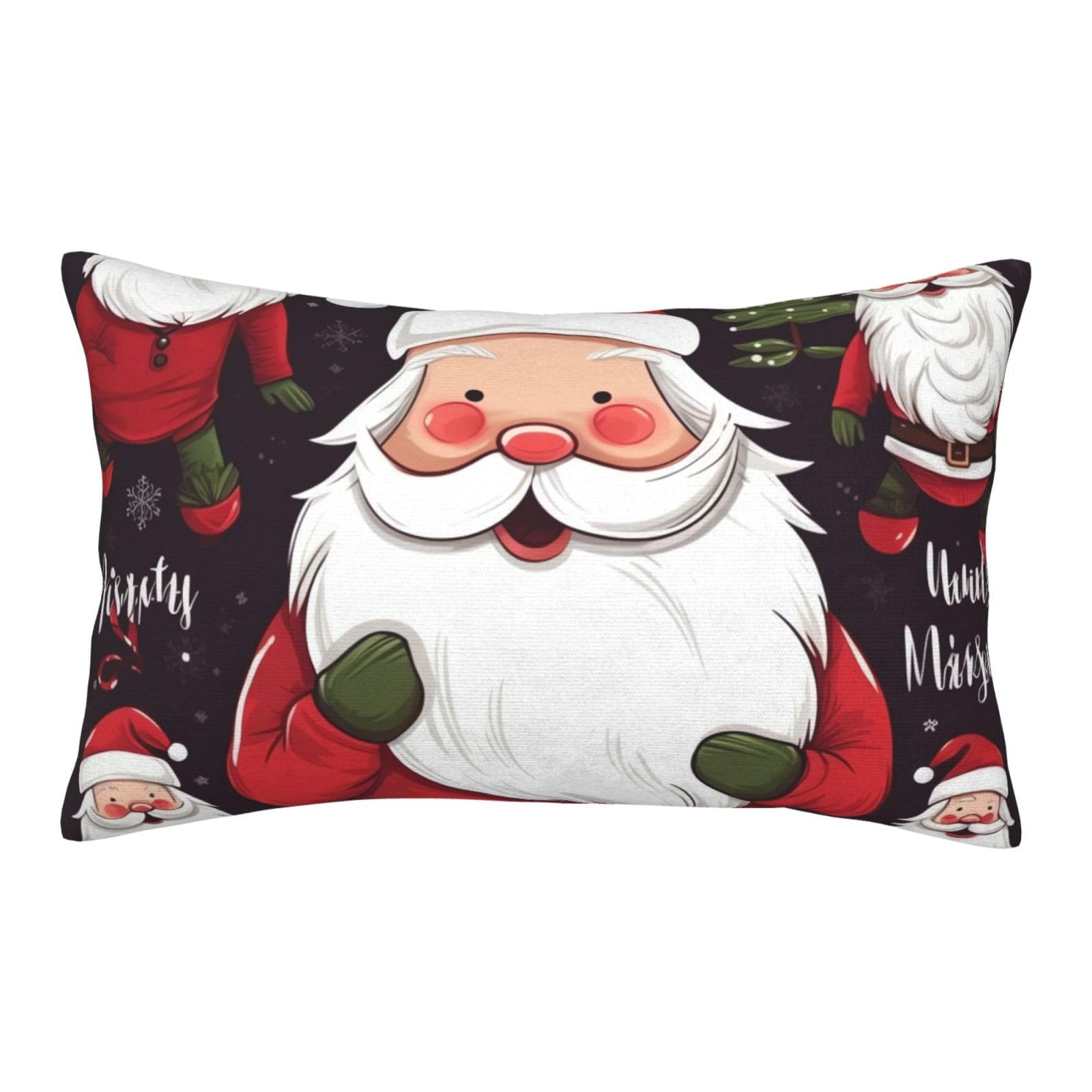 Velvet Pillowcases 16"x24" Ultra Soft Breathable Pillow Cases, Luxury Fuzzy Throw Pillow Covers with Zipper, Christmas Santa Claus Pillow Shams All Seasons Decorative Cushion Cases for Couch