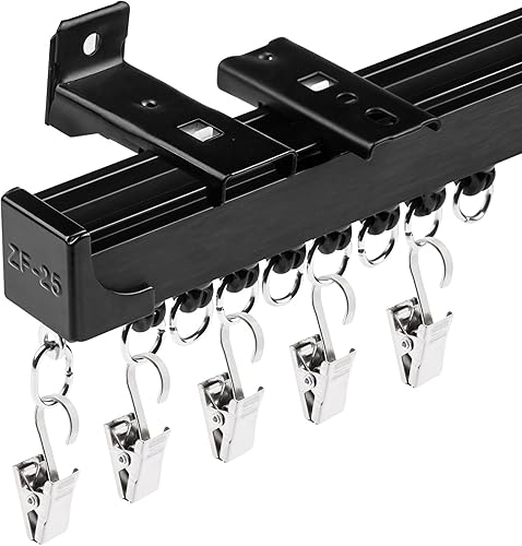 Riel de cortina para montaje en techo, riel de cortina resistente para cortina de techo o pared, pista divisora de habitación de 6 pies, color Blanco