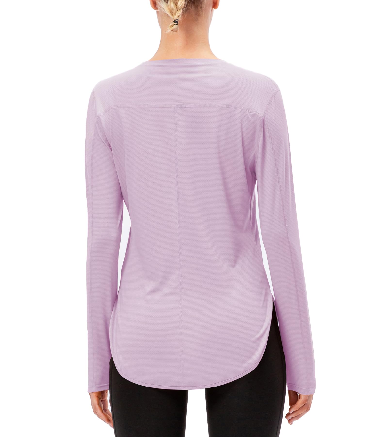 T-shirt de sport à manches longues pour femme, protection UV UPF 50+, séchage rapide, léger et respirant, haut fonctionnel pour randonnée, yoga et entraînement
