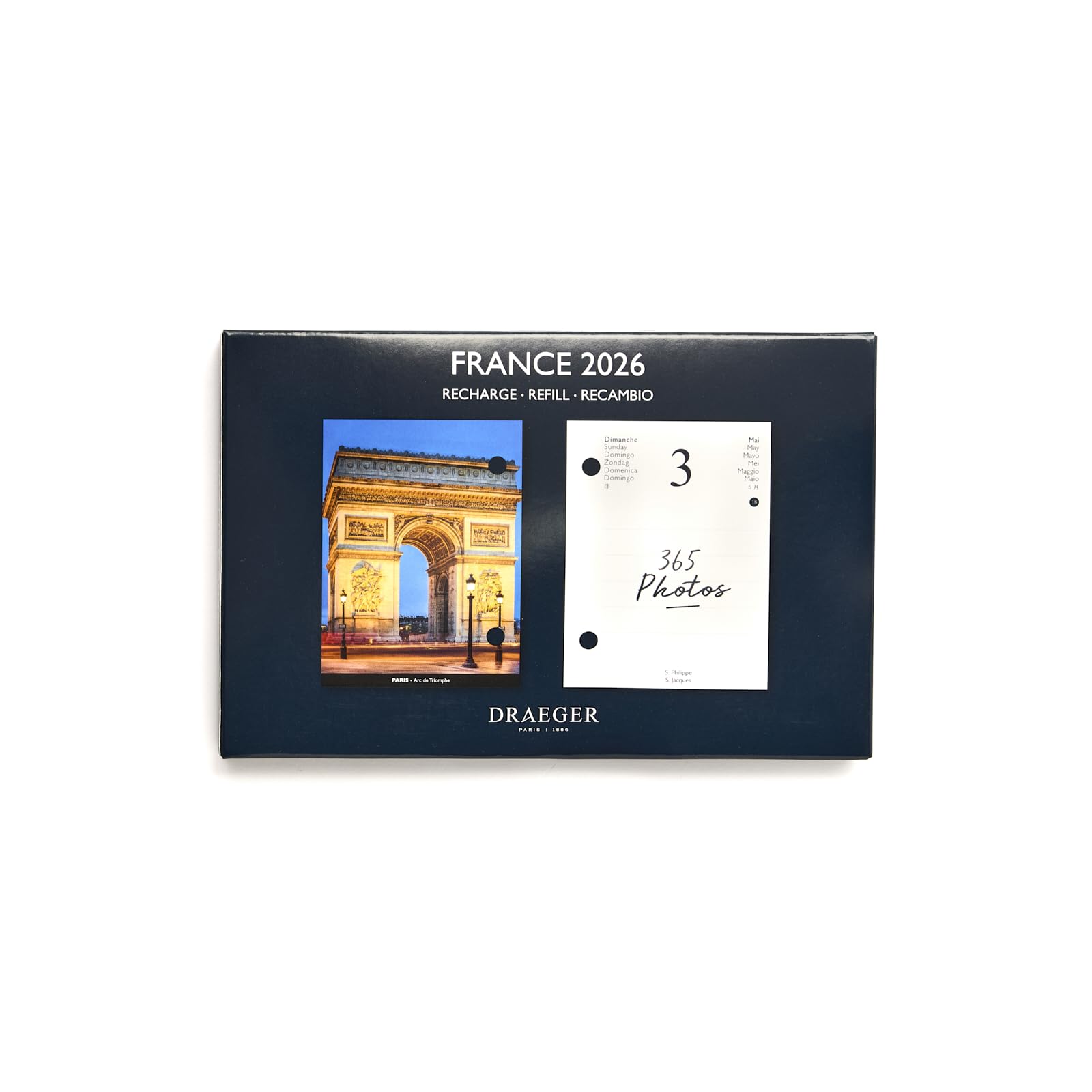 DRAEGER PARIS 1886 - Refill Diary 16 x 10 cm 2026 - France theme - 12 months - FSC paper - Detachable illustrations