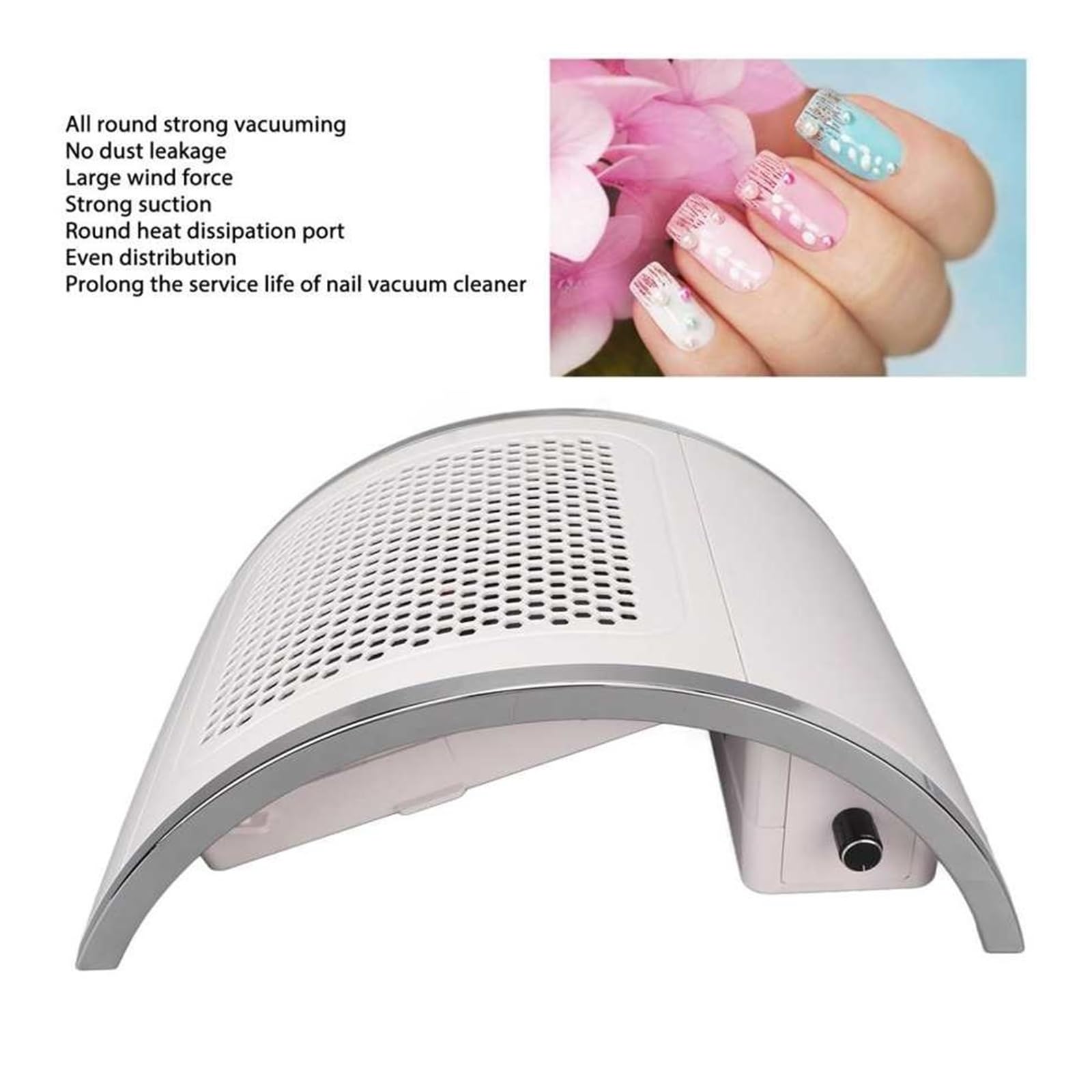 Profesjonalny odkurzacz do paznokci, Odsysacz pyłu do paznokci Biały odkurzacz do paznokci Nail Art Salon kosmetyczny Manicure Sprzęt Akcesoria Do manicure w salonie lub w domu