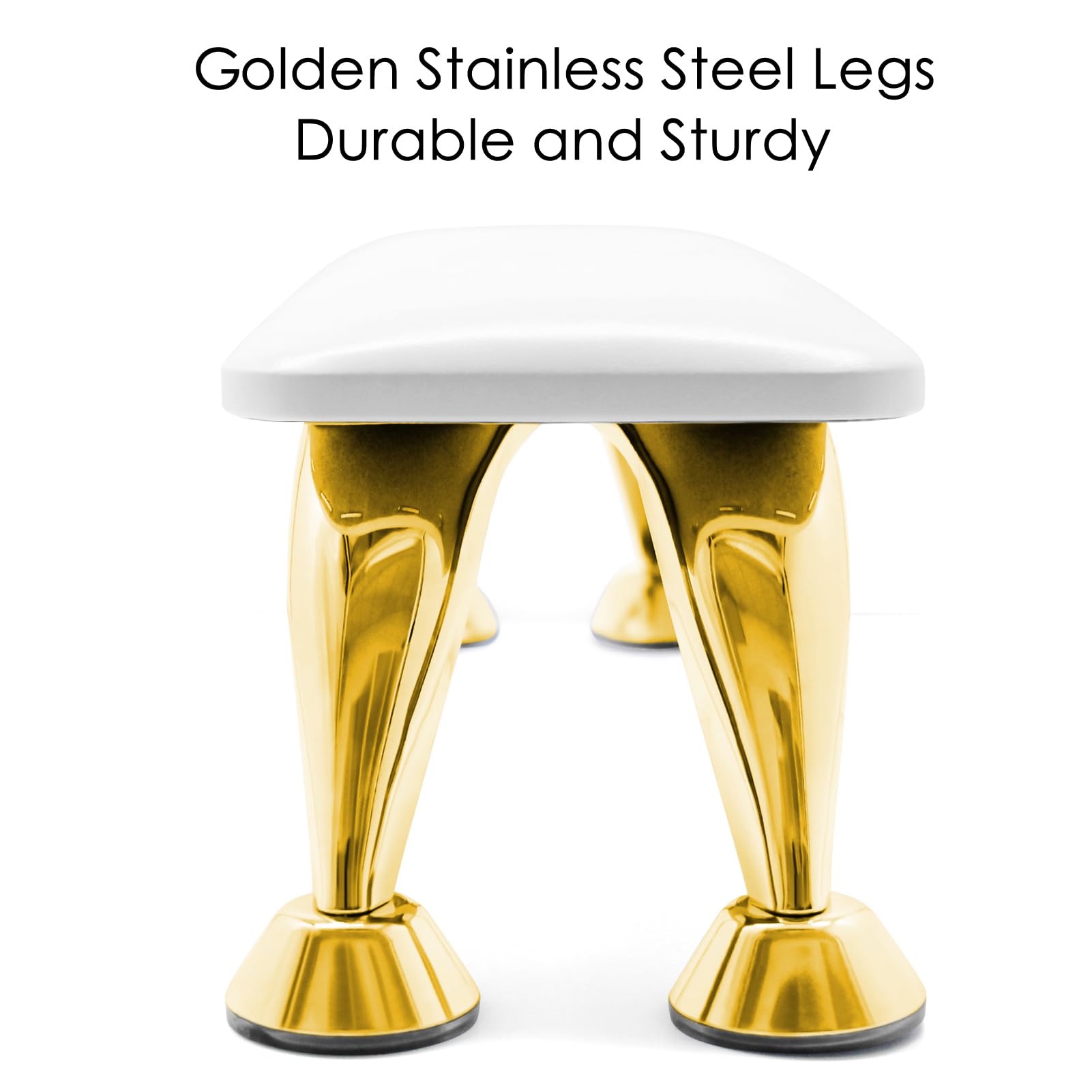 Reposabrazos para uñas Tech suave, cómodo, antideslizante, piel de microfibra, soporte de manos para manicura, soporte técnico con patas de acero inoxidable dorado