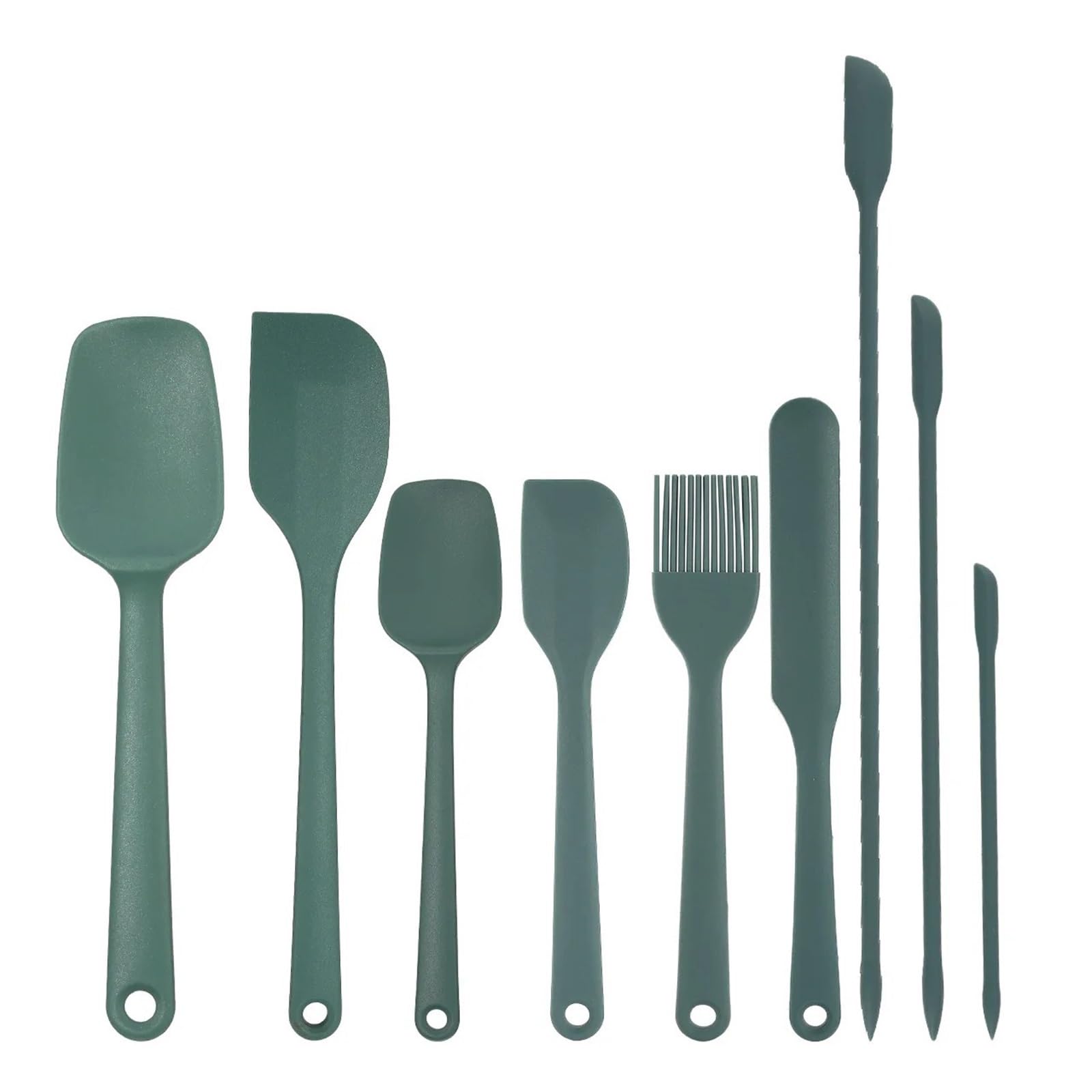 Juego de espátula silicona for hornear 6/9 piezas, espátulas resistentes al calor, utensilios básicos cocina for(Green 9PCS)